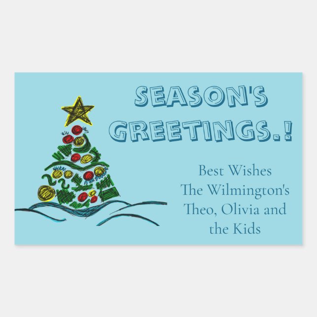 Craft Tree Christmas Rectangular Gift Label (Front)