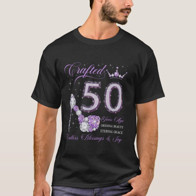 Crafted 50 Years Ago 50th Birthday 50 Years Old Qu T-Shirt (Front)