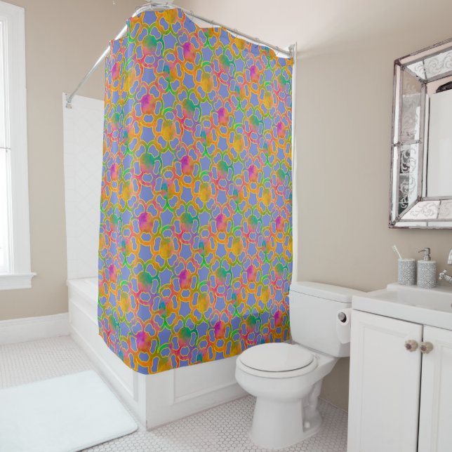 Crafted Floral Chainmail in Blue Shower Curtain (In Situ)