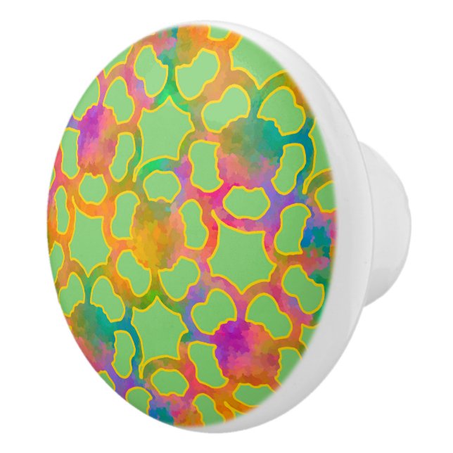 Crafted Floral Chainmail in Green Ceramic Knob (Right)