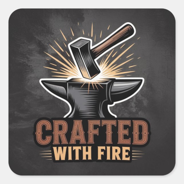 Crafted With Fire – Rustic Artisan Sticker (Front)
