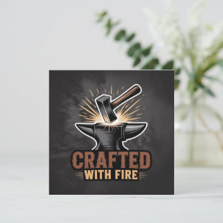 Crafted With Fire – Rustic Artisan Sticker Invitation