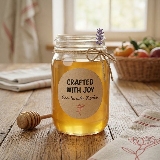 Crafted With Joy Kraft Personalised  Classic Round Sticker (Creator Uploaded)