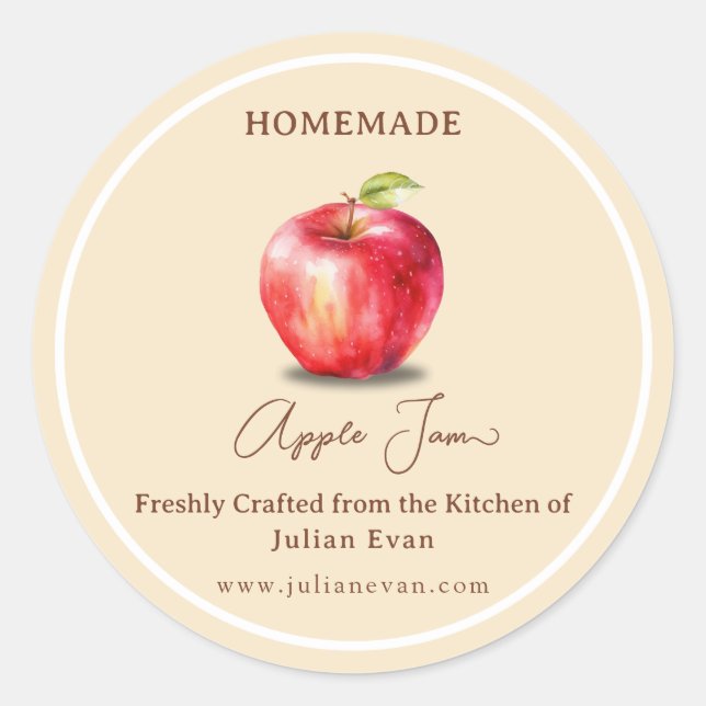 Crafted with Love Homemade Apple Jam Sticker (Front)