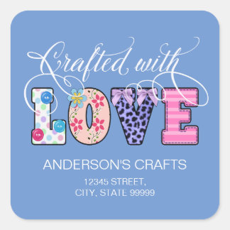 Crafted With Love White Script ID193 Square Sticker