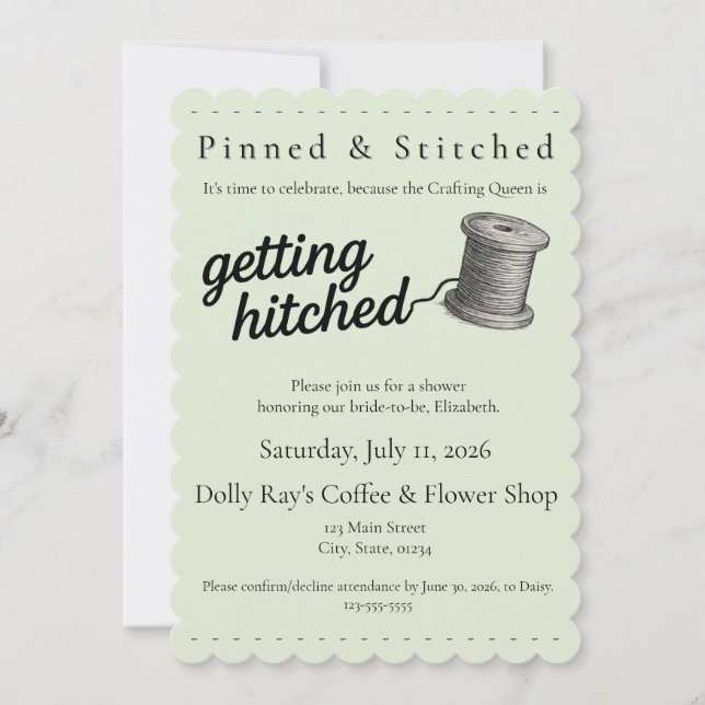 Crafting "Getting Hitched" Sewing Shower Invite (Front)