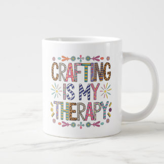 "Crafting Is My Therapy - Vibrant Artisan-Inspired Large Coffee Mug