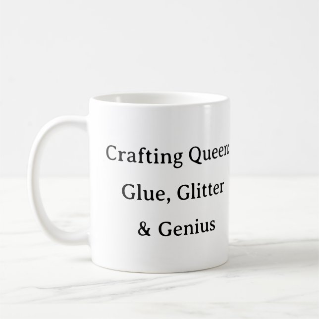 Crafting Queen: Glue Glitter Genius Mug – DIY Gift (Left)