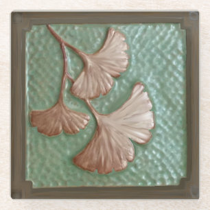Craftsman Gingko Leaf  Glass Coaster