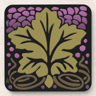 Craftsman Grape Leaf and Grapes Coaster
