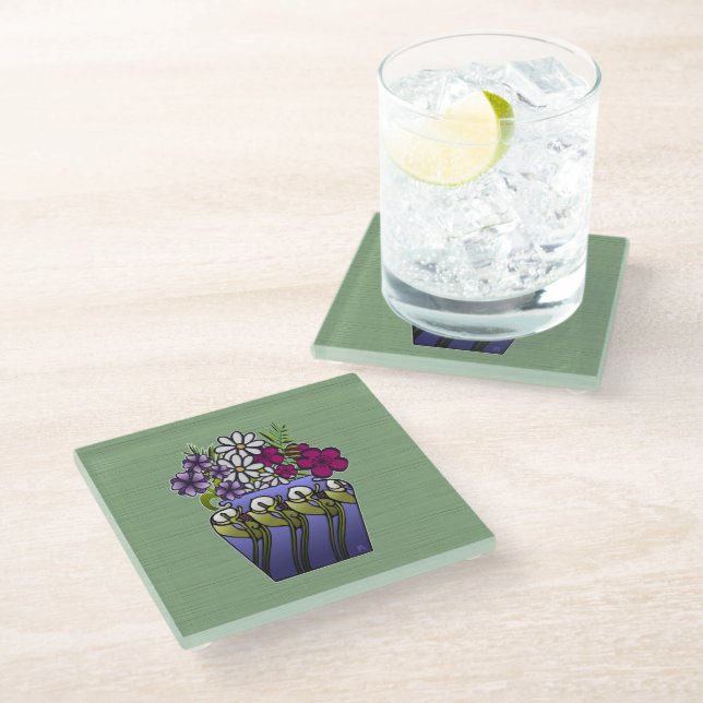 Craftsman Lily Vase  Glass Coaster (Angled)