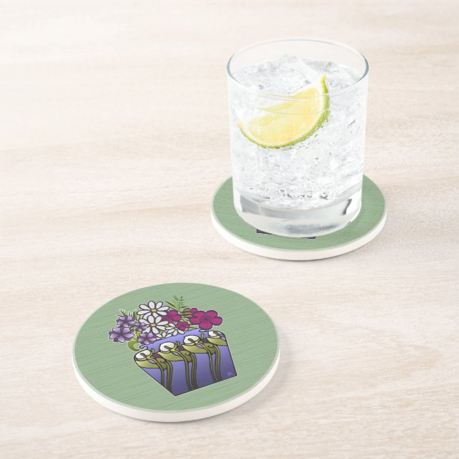 Craftsman Lily Vase Sandstone  Coaster (Side)