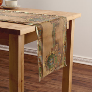 Craftsman or Mission Style Faux Wood Frieze Short Table Runner