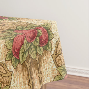Craftsman or Mission Style Red Pears Pattern Tablecloth