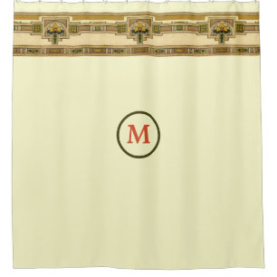 Craftsman or Mission Style Square Frame Floral Shower Curtain
