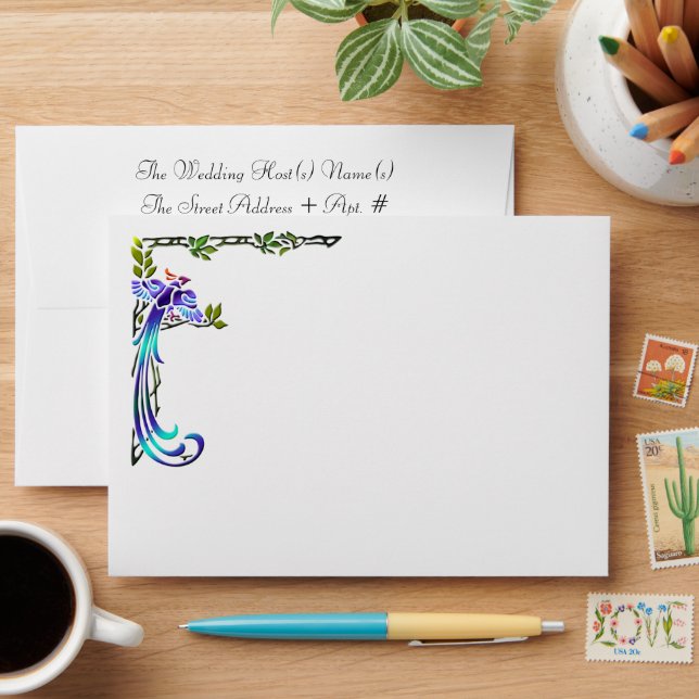 Craftsman Peacocks (A7 Personalised Envelope) Envelopes (Desk)