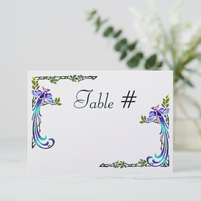 Craftsman Peacocks (Table Numbers) Invitation (Standing Front)