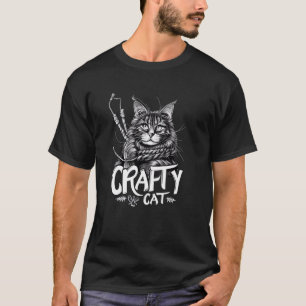 Crafty Cat Graphic - Maine Coon with Rope Design T-Shirt