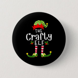 Crafty Christmas Elf Matching Pajama X-mas Party  6 Cm Round Badge