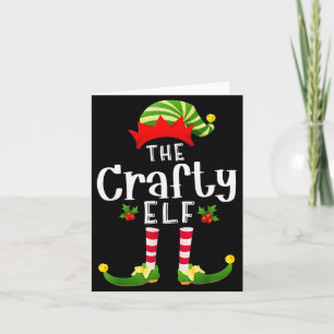 Crafty Christmas Elf Matching Pajama X-mas Party Card