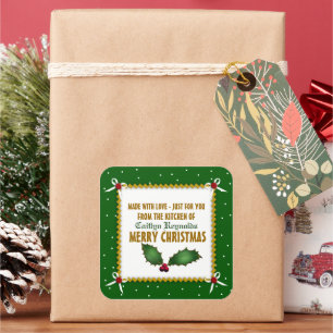 Crafty Christmas Made With Love (green) Square Sticker
