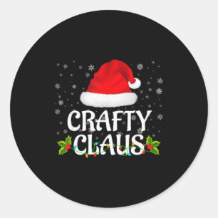 Crafty Claus Christmas Lights Santa Pajama Family  Classic Round Sticker