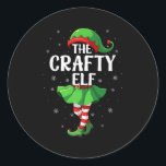 Crafty Elf Christmas Girls Women Elf Squad Xmas Fa Classic Round Sticker<br><div class="desc">Crafty Elf Christmas Girls Women Elf Squad Xmas Family Premium</div>