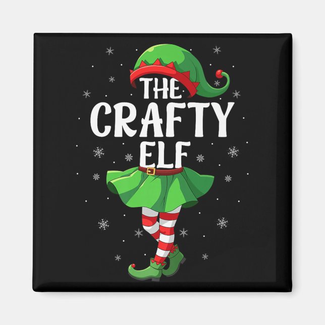 Crafty Elf Christmas Girls Women Elf Squad Xmas Fa Magnet (Front)