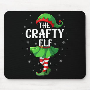 Crafty Elf Christmas Girls Women Elf Squad Xmas Fa Mouse Pad