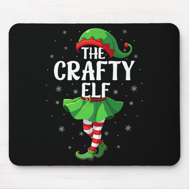 Crafty Elf Christmas Girls Women Elf Squad Xmas Fa Mouse Pad (Front)