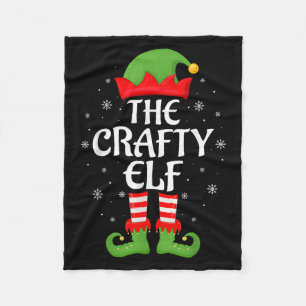 Crafty Elf Xmas Family Matching Elf Squad Christma Fleece Blanket