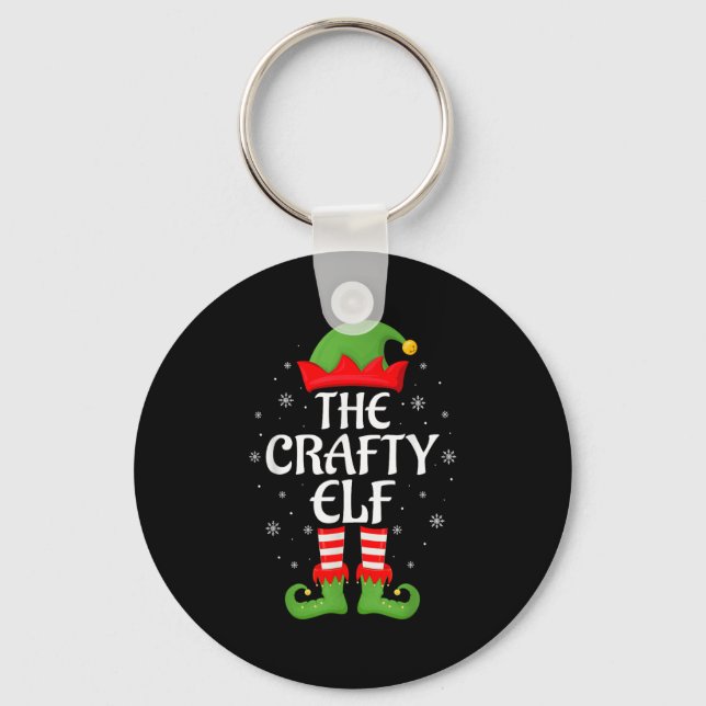 Crafty Elf Xmas Family Matching Elf Squad Christma Key Ring (Front)