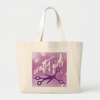 Crafty Girls, Subtle Sapphic, Lavender Scissors Large Tote Bag
