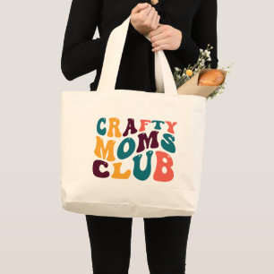 Crafty Moms Club Souvenir Retro Style Groovy Large Tote Bag