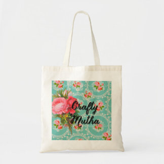 Crafty Mutha tote vintage wallpaper w/ roses Bag