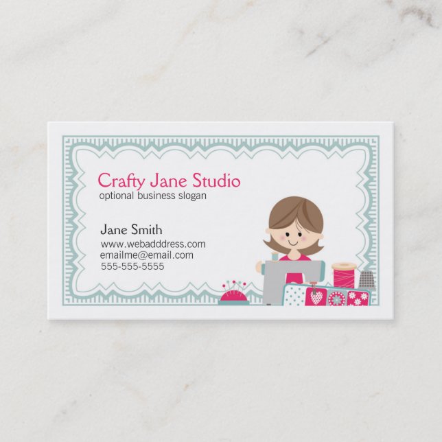 Crafty Sewing Business Card Design (Front)