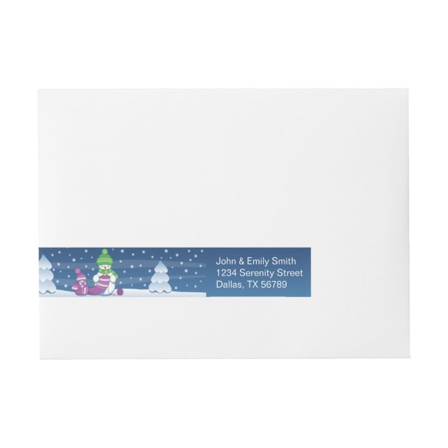 Crafty Snowman Knitting Scarf Wraparound Address Label (Front)