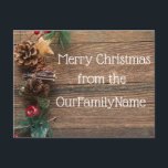 Crafty Wood Grain Christmas Customise Postcard<br><div class="desc">Beautiful creative Christmas postcard that can be customised making it a perfect way to share holiday greetings with family and friends.  The personalisation options let you customise your Xmas card to send whatever message you want.  Merry Christmas!  Happy Holidays!</div>