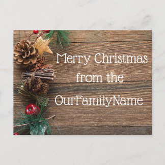 Crafty Wood Grain Christmas Customise Postcard