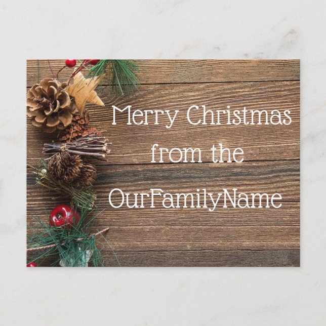 Crafty Wood Grain Christmas Customise Postcard (Front)