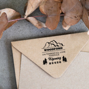 Craggy Mountain Tops & Spruces Rustic Retro Self-inking Stamp