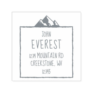 Craggy Rugged Mountain Peak Return Address Self-inking Stamp