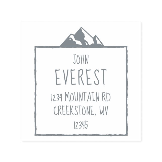 Craggy Rugged Mountain Peak Return Address Self-inking Stamp (Design)