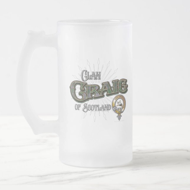 Craig Clan Frosted Glass Beer Mug (Left)