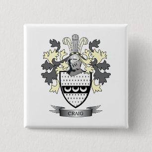 Craig Family Crest Coat of Arms 15 Cm Square Badge