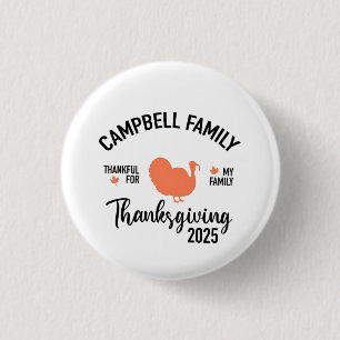 Crampbell Family 2025 Thanksgiving Turkey Dinner  3 Cm Round Badge