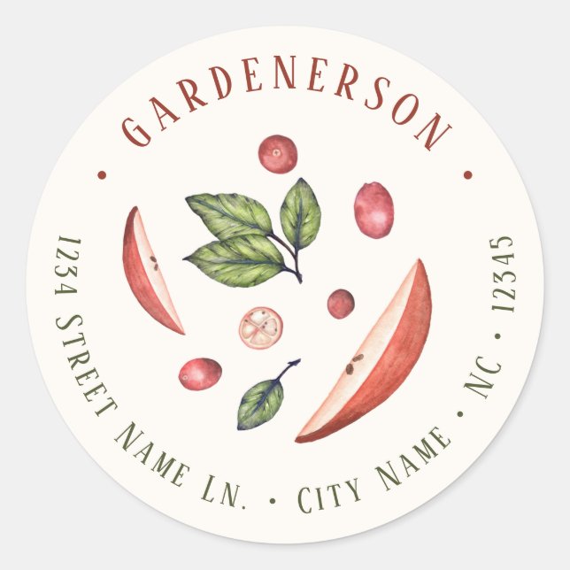 Cranberries and Apples Classic Round Sticker (Front)