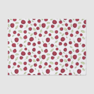 cranberries and leaves on white, cute doodle style tissue paper