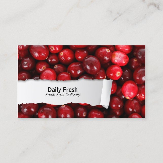 Cranberries Customisable FoodCloseup Business Card (Front)