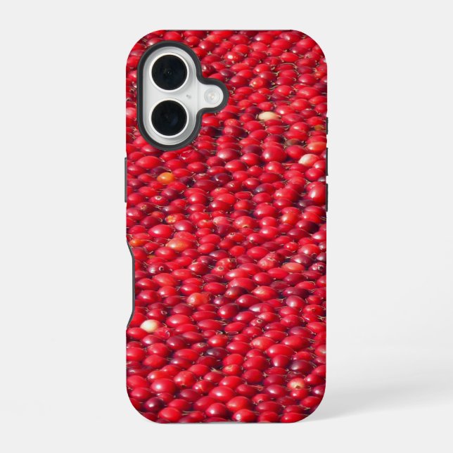 Cranberries Festive Red iPhone 16 Case (Back)